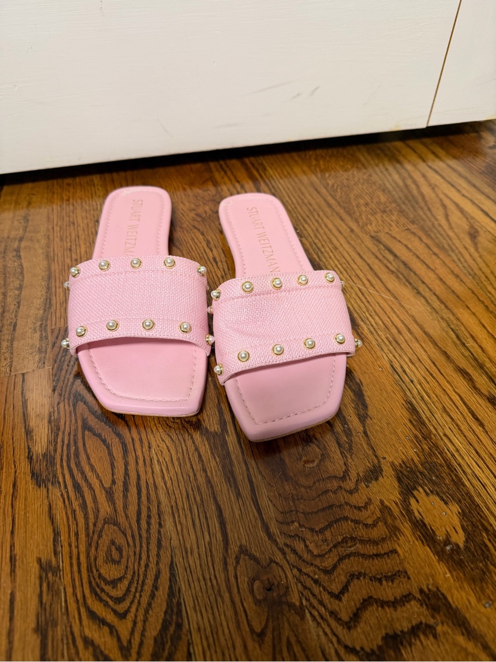 Stuart Weitzman Pink Studded Slide Sandals - Women